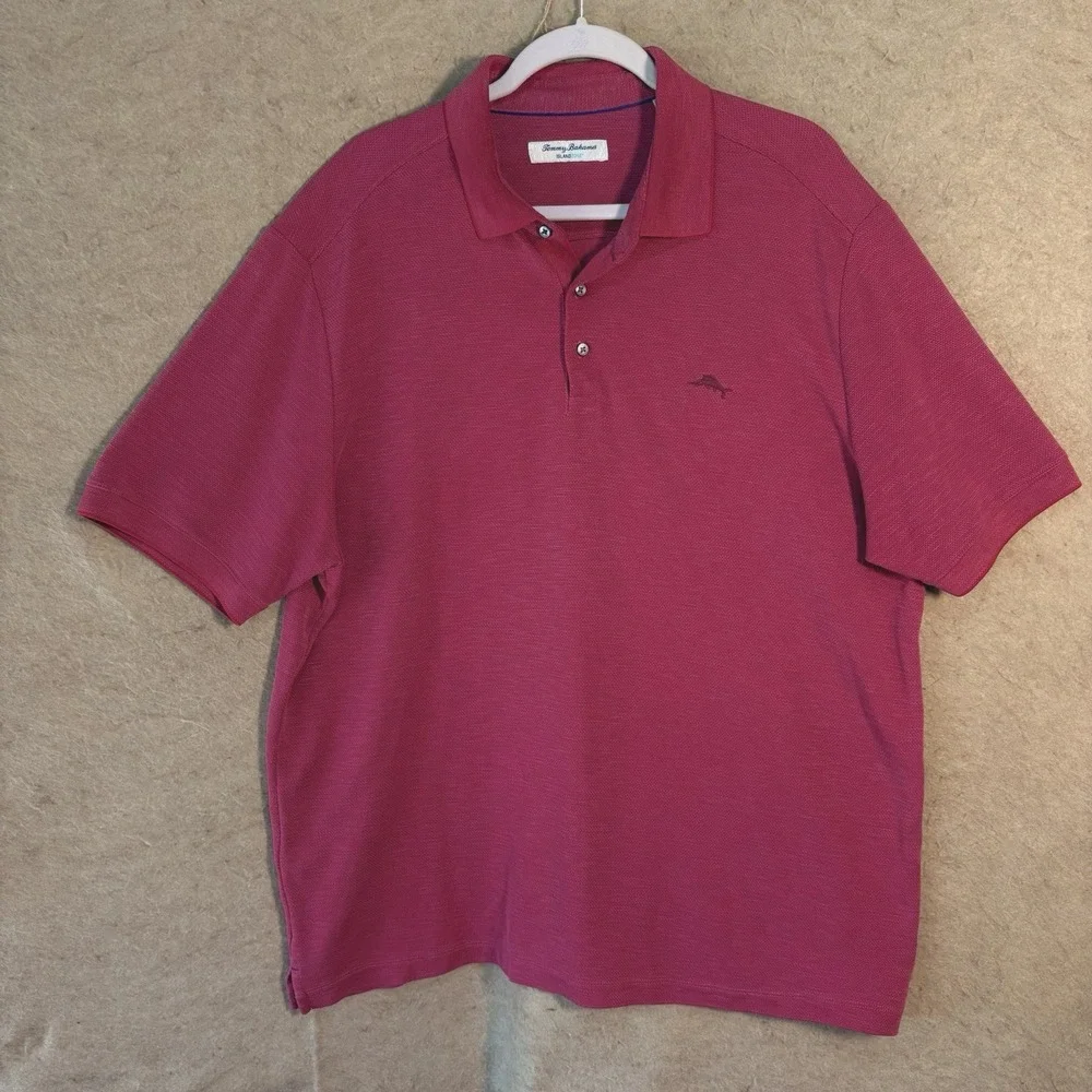 Tommy Bahama‎ Island Zone Polo Shirt Mens Sz XXL Fucshia Logo Lightweight
